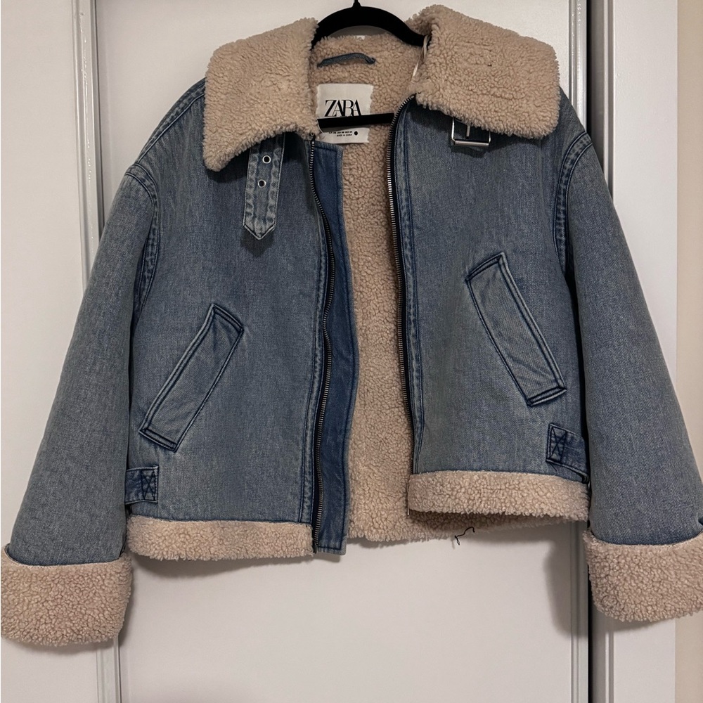 Zara Denim and Shearling Jacket